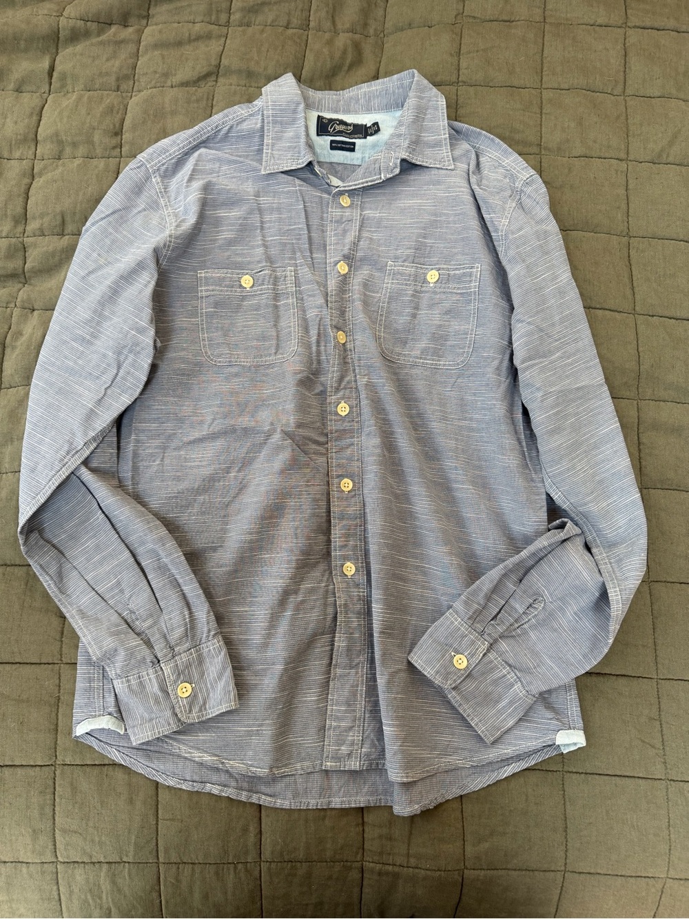 Grayers Light Blue Textured Striped Casual Button-Up Shirt